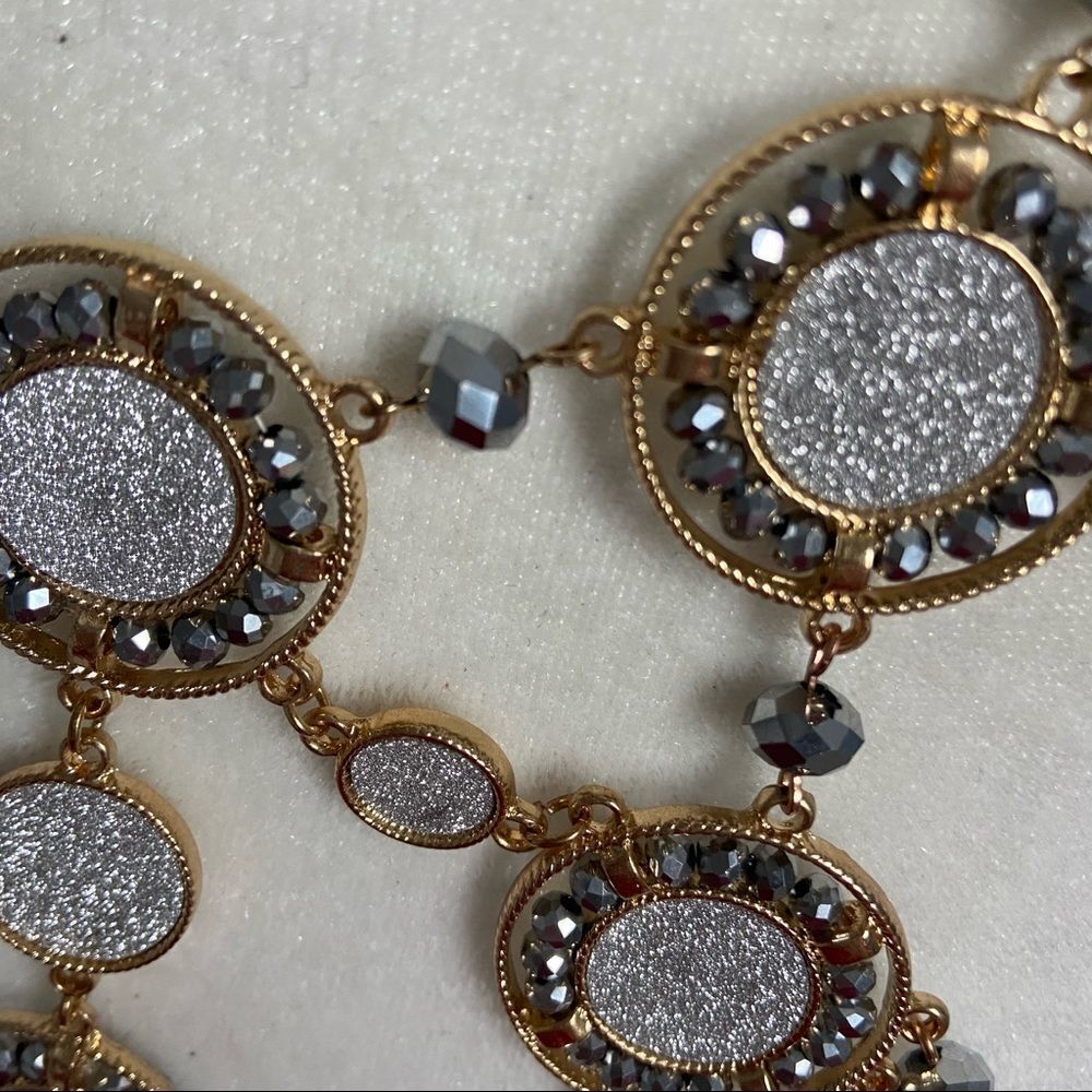 Dramatic Silver Glitter Disc Beaded Chandelier Bi… - image 5